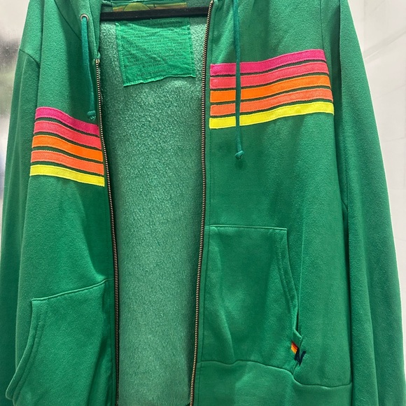 Green Hoodie with Colorful Stripes - Picture 1 of 3